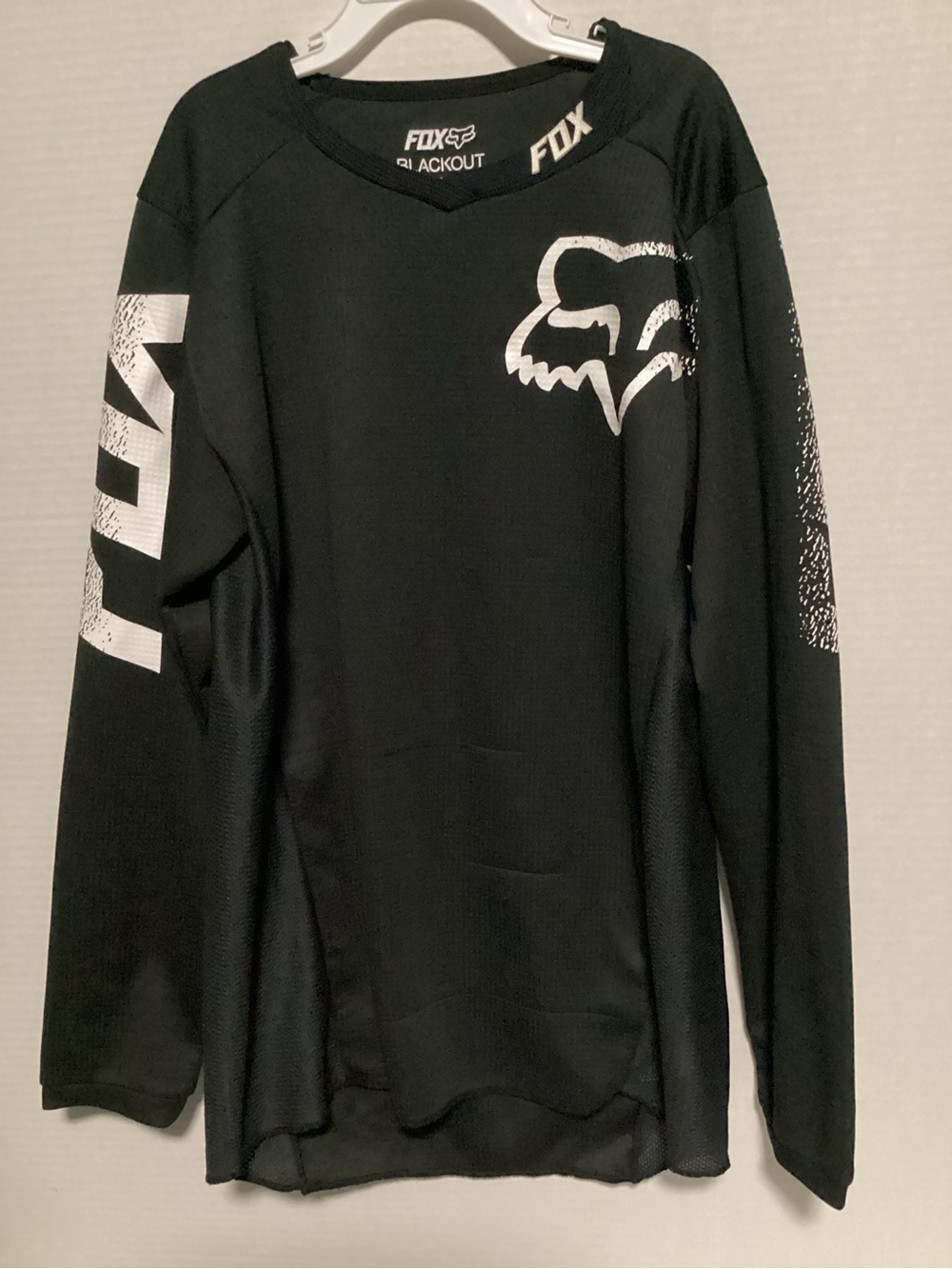 Fox Black Long Sleeve Crewneck Jersey with White Logo youth L - Picture 1 of 4